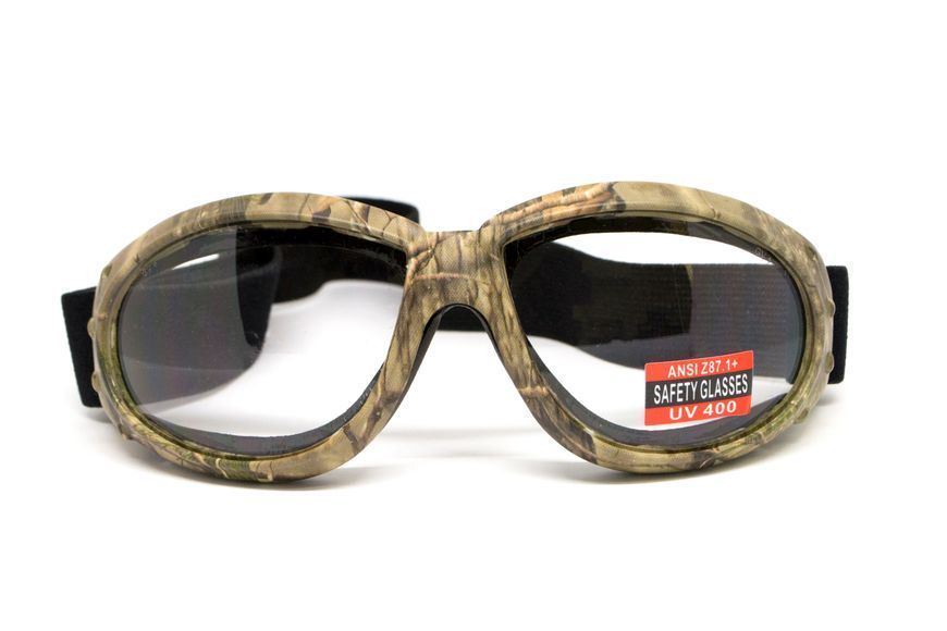 Окуляри захисні з ущільнювачем Global Vision Eliminator Camo Forest (clear), прозорі в камуфльованій оправі GV-ELIMCF-CL фото