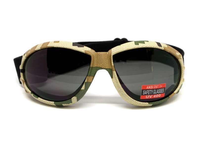 Окуляри захисні з ущільнювачем Global Vision Eliminator Camo Pixel (gray), сірі в камуфльованій оправі GV-ELIMCD-GR фото