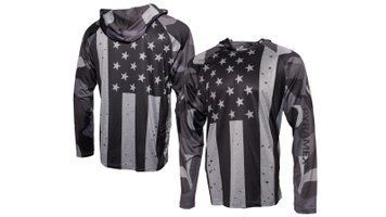 Одяг сонцезахисний Pyramex Long Sleeve Hoodie USA Flag, лонгслів худі сонцезахисний UPF50+ сірий прапор США, розмір L PM-RLPHUSA-L фото