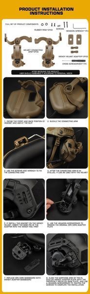 Кріплення Helmet Rail Mount Kit Olive HR-MK-OL фото