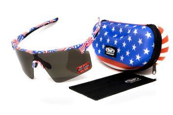 Очки защитные открытые Global Vision Onyx USA Flag (gray), сірі в оправі прапор США GV-ONXUSA-GR фото