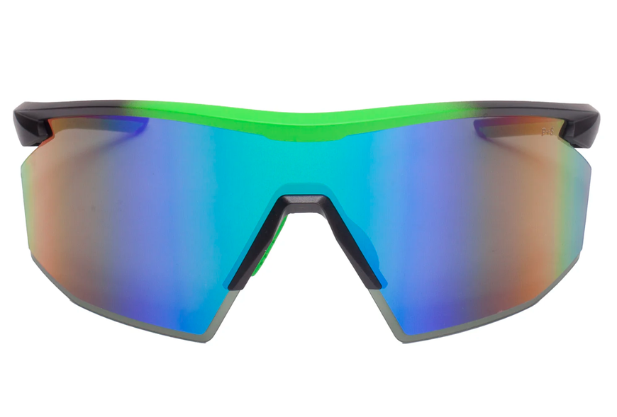 Окуляри захисні Pyramex PMXSPEC (green mirror) Anti-Fog, синьо-зелені дзеркальні лінзи в чорно-зеленій оправі PM-SPEC-GTG1 фото