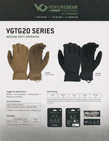 Тактичні рукавиці Venture Gear Tactical VGTG20 Medium-Duty Operator, пісочні VGTG20T фото