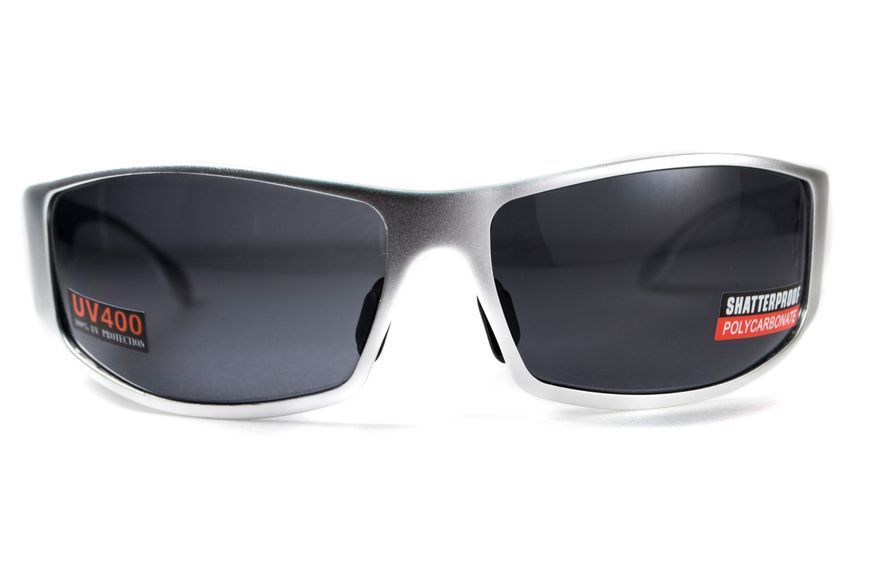 Окуляри захисні Global Vision BAD-ASS-1 Silver (gray) чорні в металевій оправі 1БЕД1-СМ20 фото