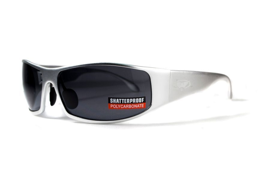 Окуляри захисні Global Vision BAD-ASS-1 Silver (gray) чорні в металевій оправі 1БЕД1-СМ20 фото
