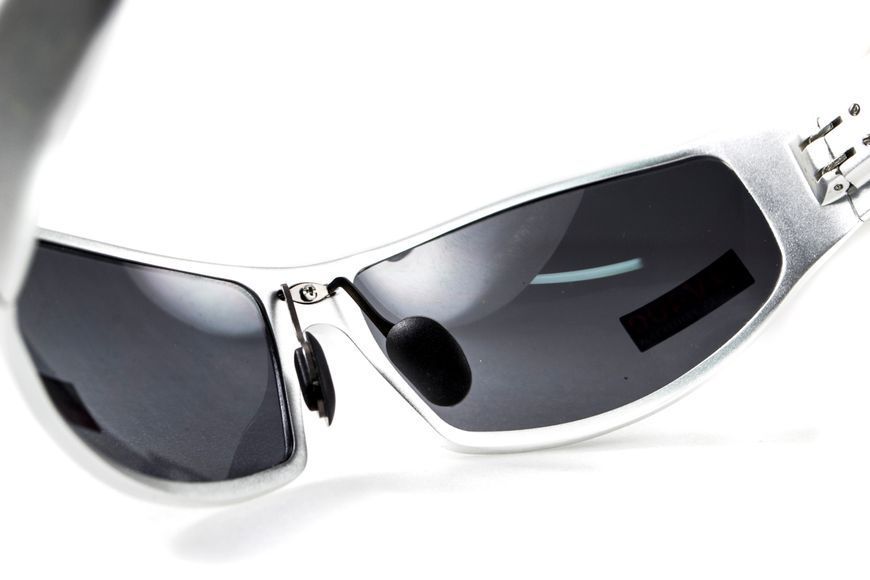 Окуляри захисні Global Vision BAD-ASS-1 Silver (gray) чорні в металевій оправі 1БЕД1-СМ20 фото