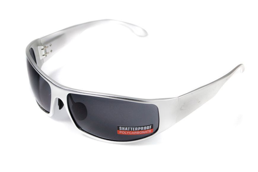 Окуляри захисні Global Vision BAD-ASS-1 Silver (gray) чорні в металевій оправі 1БЕД1-СМ20 фото