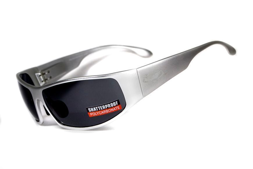 Окуляри захисні Global Vision BAD-ASS-1 Silver (gray) чорні в металевій оправі 1БЕД1-СМ20 фото