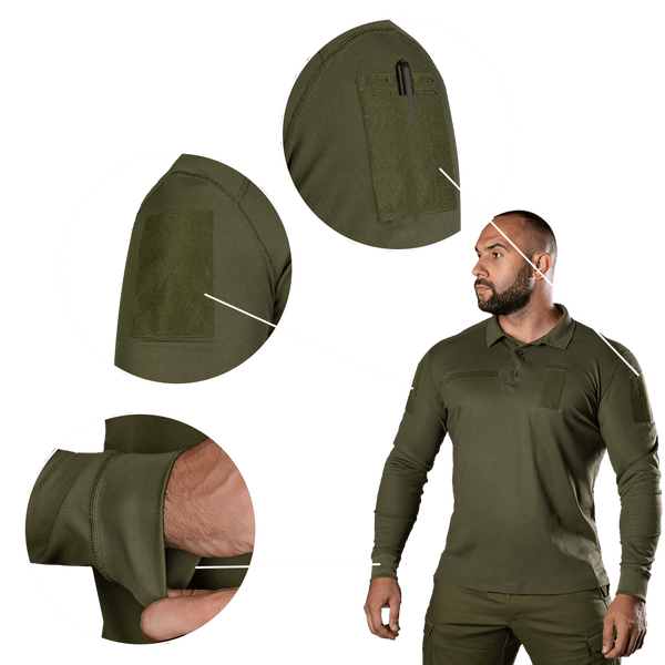Поло Army ID Long CoolPass Pique LT Олива (8291) 8291 фото