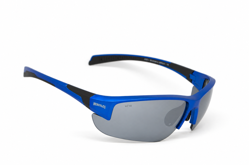 Окуляри захисні Global Vision Hercules-7 Metallic Blue (flash mirror), дзеркальні сірі лінзи в оправі кольору синій металік GV-HER7BL-FM фото