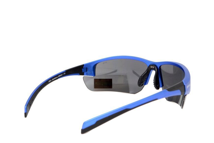 Окуляри захисні Global Vision Hercules-7 Metallic Blue (flash mirror), дзеркальні сірі лінзи в оправі кольору синій металік GV-HER7BL-FM фото