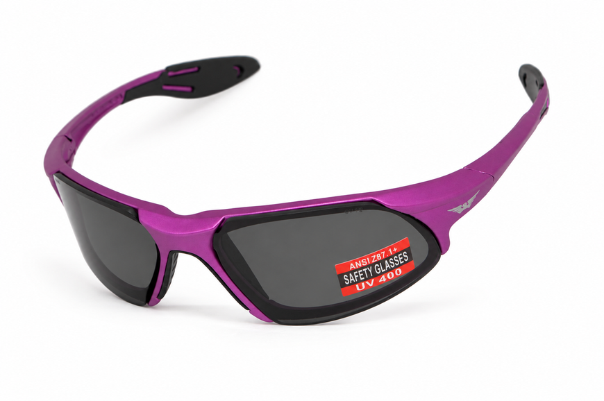 Окуляри захисні Global Vision Code-8 Metallic Purple (gray), сірі лінзи в оправі кольору фіолетовий металік GV-COD8PP-GR фото