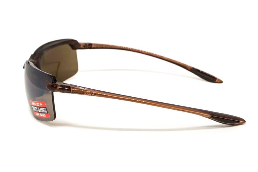 Окуляри захисні Global Vision Wheelin Crystal Brown (drive mirror), дзеркальні коричневі лінзи в коричневій напівпрозорій оправі GV-WHEBRN-DRM фото