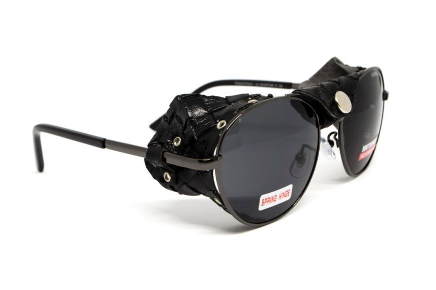 Окуляри захисні Global Vision Aviator-5 GunMetal (gray), сірі в темній оправі зі з'ємним ущільнювачем із синтетичної "шкіри" GV-AVI5GM-GR фото